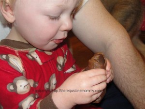 toddler and chocolate bunny