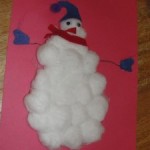 cotton ball snowman