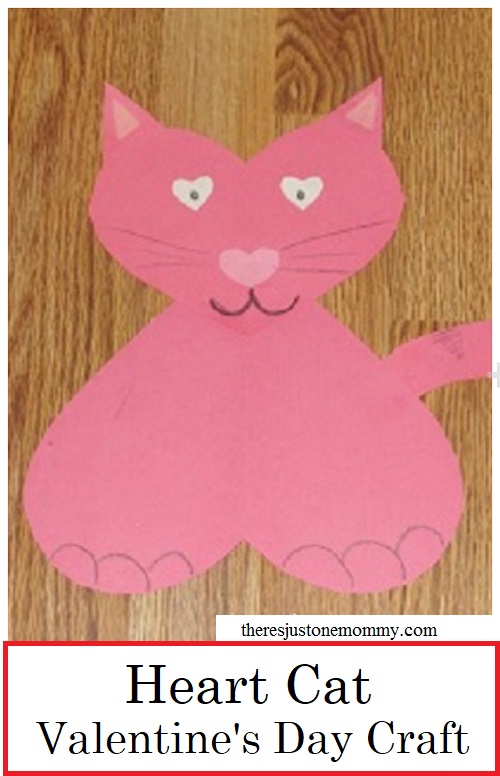 heart cat Valentine's Day heart craft for kids