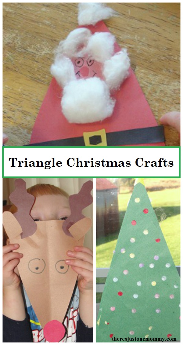 Preschooler Christmas crafts -- 3 kids triangle crafts for Christmas