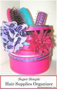DIY Hair Supplies Organizer -- recycled craft for kids that is perfect for organizing hair accessories