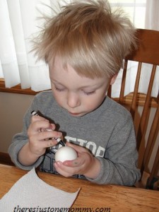 decorating Easter eggs with kids