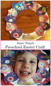 preschool Easter craft: make a super simple paper plate Easter wreath