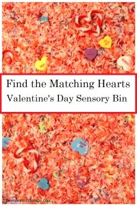 find the matching hearts sensory bin for Valentine's Day