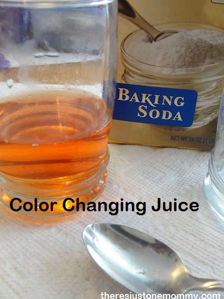 baking soda and grape juice experiment from There's Just One Mommy