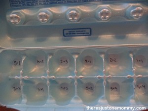 addition facts in egg carton