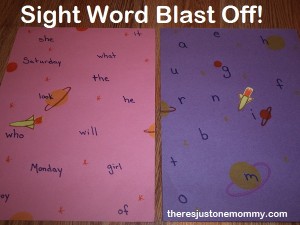 DIY sight word game: a fun rocket activity to help teach reading -- Sight Word Blast Off!