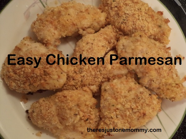 easy and delicious chicken Parmesan recipe via There's Just One Mommy
