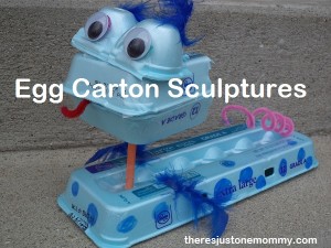 egg carton sculpture craft via There's Just One Mommy