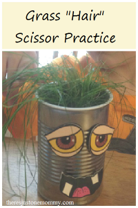Grass "Hair" -- fun scissor practice for preschoolers