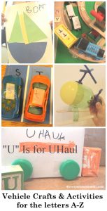 Vehicle Crafts & Vehicle Activities for the alphabet -- fun preschool alphabet activities using cars