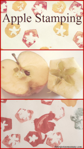 Fun apple craft for preschoolers -- apple stamping; make apple prints