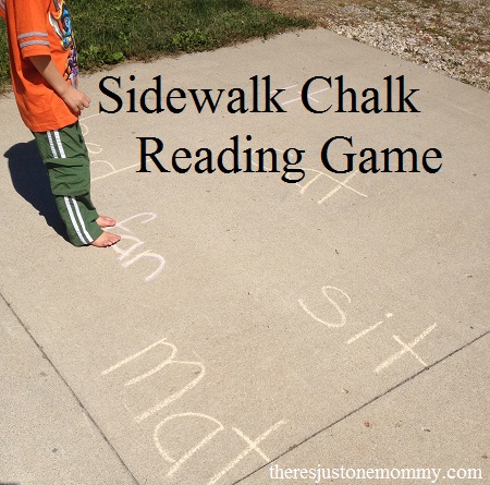 Simple sidewalk chalk reading game to get them moving and learning outside! 
