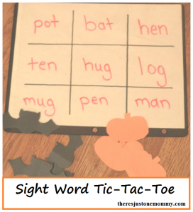 Sight Word Game -- play tic-tac-toe with sight words