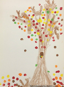 simple q-tip painting fall tree