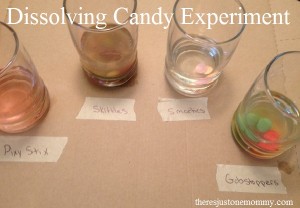 simple experiment to see which candy dissolves first