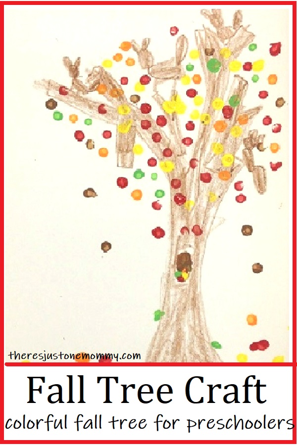 colorful q tip painting of fall tree