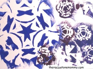 sponge painted snowflakes
