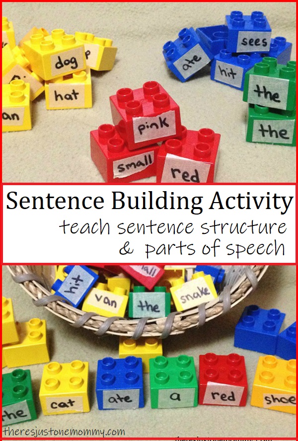lego blocks being used to teach sentence structure 
