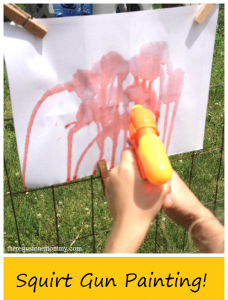 camp craft idea: Squirt Gun Painting -- fun summer activity for kids