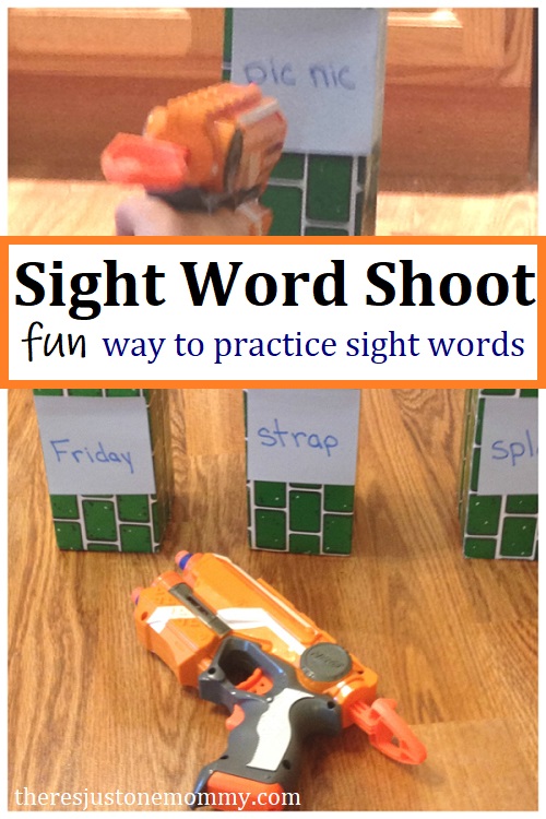 fun way to practice sight words with Nerf guns