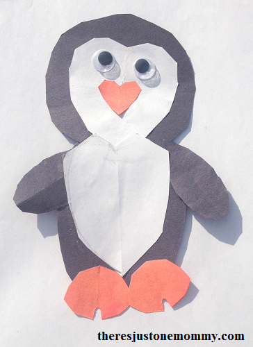 kids heart penguin craft