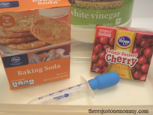 cherry-scented baking soda and vinegar fizzy science experiment