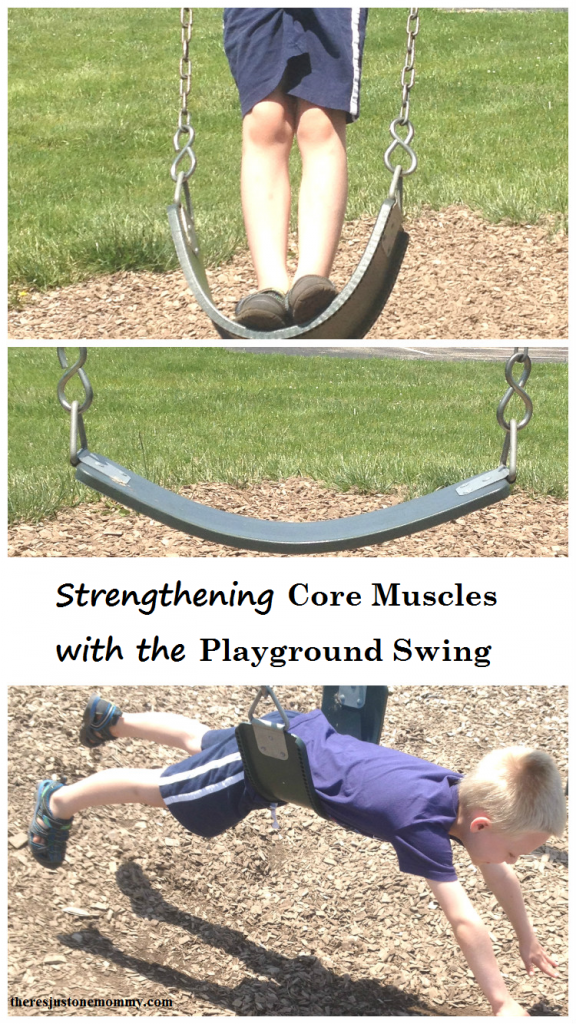 increasing core strength in kids using a swing