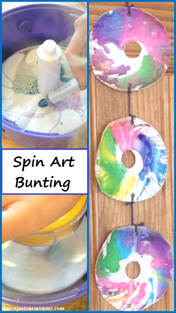 kids craft: create your own hangingbunting with spin art