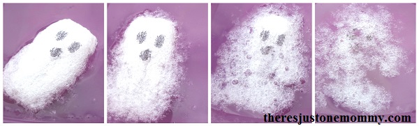 ghost activity for Halloween -- make your own vanishing ghosts with this biodegradable packing peanut activity
