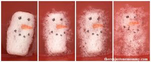 melting snowmen: kids winter STEM activity using packing peanuts
