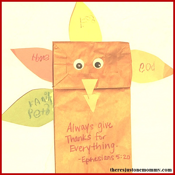 Thankful turkey -- simple kids Thanksgiving craft, make a turkey paper bag puppet