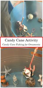 Candy Cane Activity: this Christmas minute to win it game is fun for all ages; try candy cane fishing for ornaments
