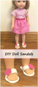 DIY doll shoes -- homemade Wellie Wishers doll sandals (14.5 inch doll shoes)