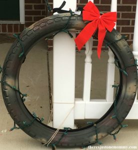 DIY camouflage tire wreath