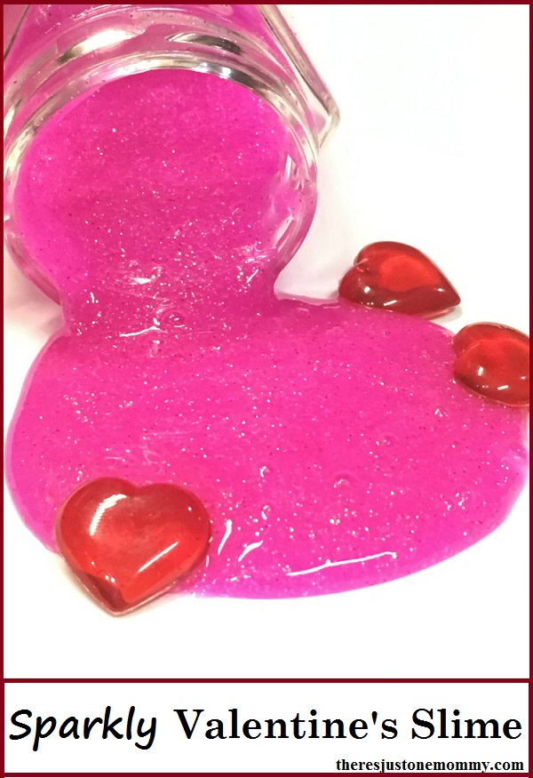 Valentine's Day liquid starch Slime -- sparkly glitter glue slime that is perfect as a DIY Valentine's gift