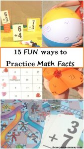 fun ways to practice math facts -- 15 ways to make practicing math facts more fun (math fact game,addition math facts,subtraction math facts,multiplication math facts, division math facts)