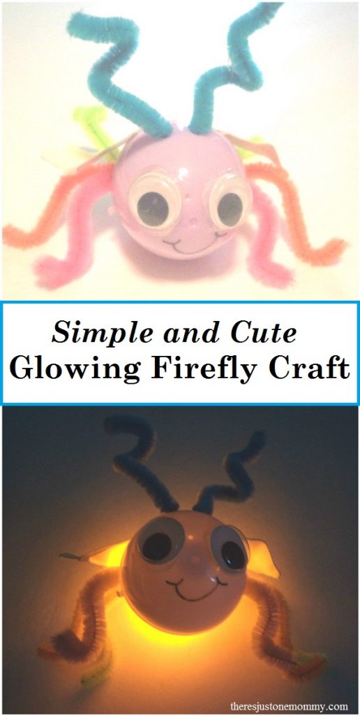 Plastic Egg Firefly Craft for kids: make a firefly that really lights; it's a cute lightning bug craft 