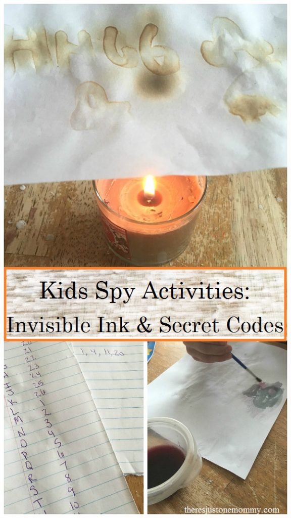 spy activities for kids: how to make invisible ink and write simple messages in code -- great for talking about George Washington's spies for Revolutionary War unit