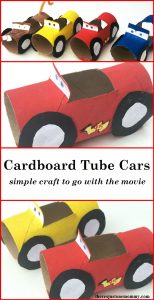 Does your child love the Disney Cars movies? These simple cardboard tube cars are the perfect craft. Lightning McQueen craft,Disney Cars craft,Cars 3 craft