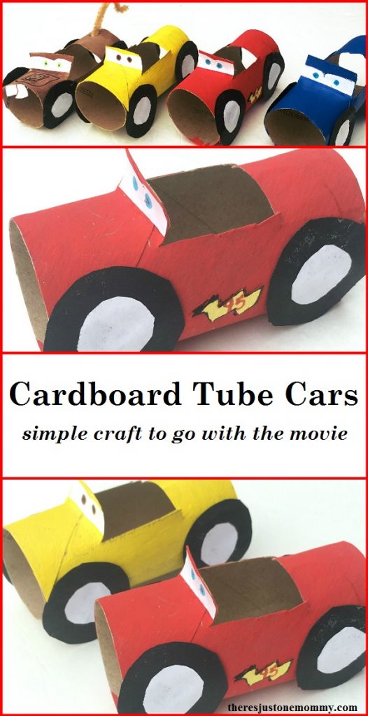 Does your child love the Disney Cars movies? These simple cardboard tube cars are the perfect craft. Lightning McQueen craft,Disney Cars craft,Cars 3 craft 
