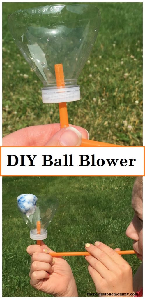 How to make a ping pong ball blower -- simple DIY plastic bottle and straw ball blower to teach kids about the power of air 