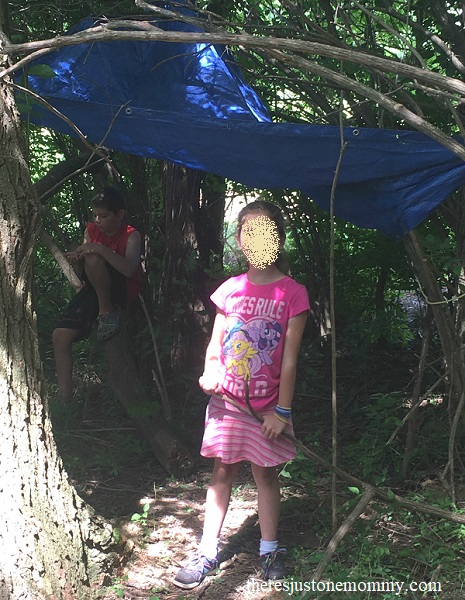 simple kids summer camp activity -- building a shelter 