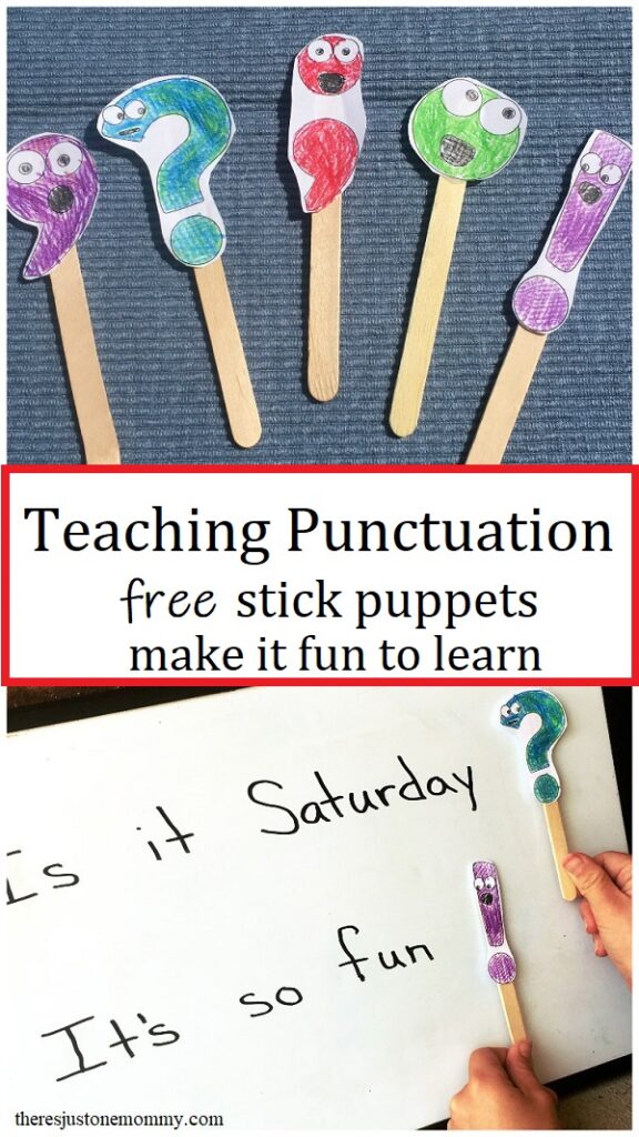 punctuation stick puppets for punctuation activities 