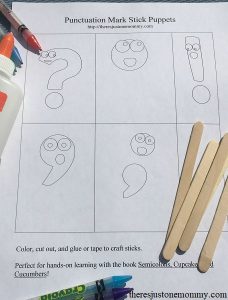 teaching punctuation marks with stick puppets; fun hands-on learning for grammar