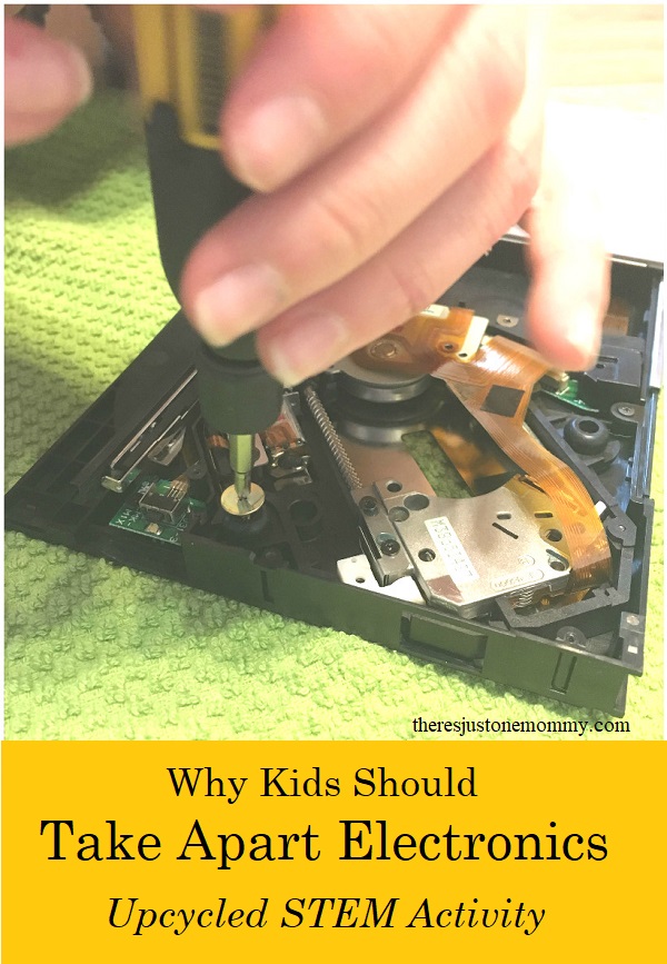 Why should kids take apart electronics? Taking apart computers and more is a fun and education upcycled STEM activity. 