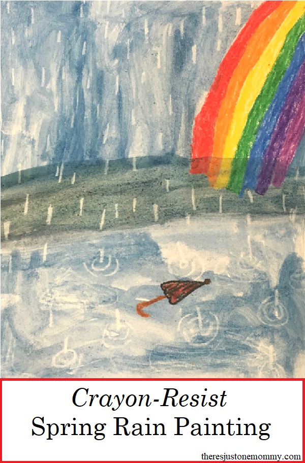 Looking for a fun spring rain craft for kids? Check out this Crayon Resist Water Color Painting! 