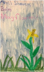 April showers craft for kids -- simple crayon resist painting for spring