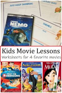 Disney movie worksheets for kids