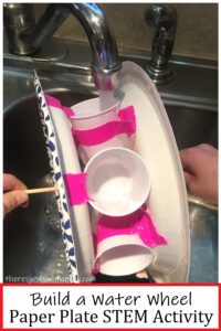 paper plate water wheel STEM activity for kids